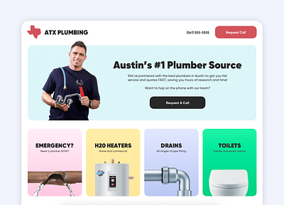 Plumbing Service Site clean pipes plumber toilet ui website