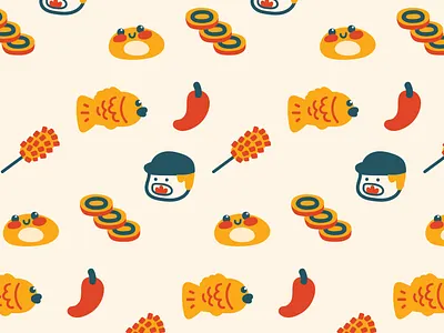 Korean Street Food Pattern branding design flat illustration food illustration illustrator korean food pattern vector