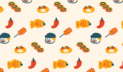 Korean Street Food Pattern branding design flat illustration food illustration illustrator korean food pattern vector