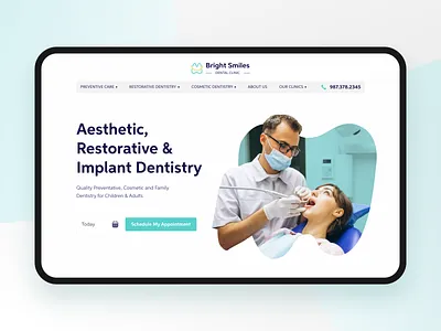 Bright Smiles - Dental Clinic book appointment dailyui dailyuichallenge dental dental care dental clinic dental logo dental website design dentistry hero section iconography landing page design landing page ui minimal ui uichallenge uidesign uiux ux design website