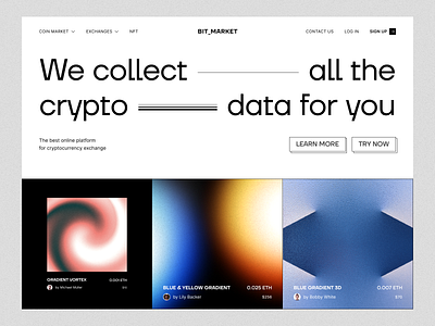 Bit Market Homepage clean commerce cryptocurrency homepage market minimal nft product design store