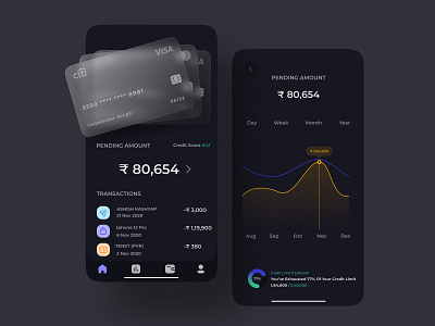 Fintech app | UIUX adobe xd app design bank app banking banking app banking dashboard card cards ui credit dailyui dark mode dark ui design fintech fintech app glassmorphism minimal typography ui uidesign