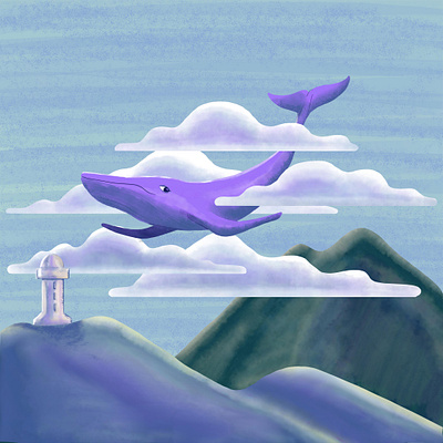 Inktober whale adobe fresco animation charachter design concept design digital painting illustration motion sky surrealism whale xav