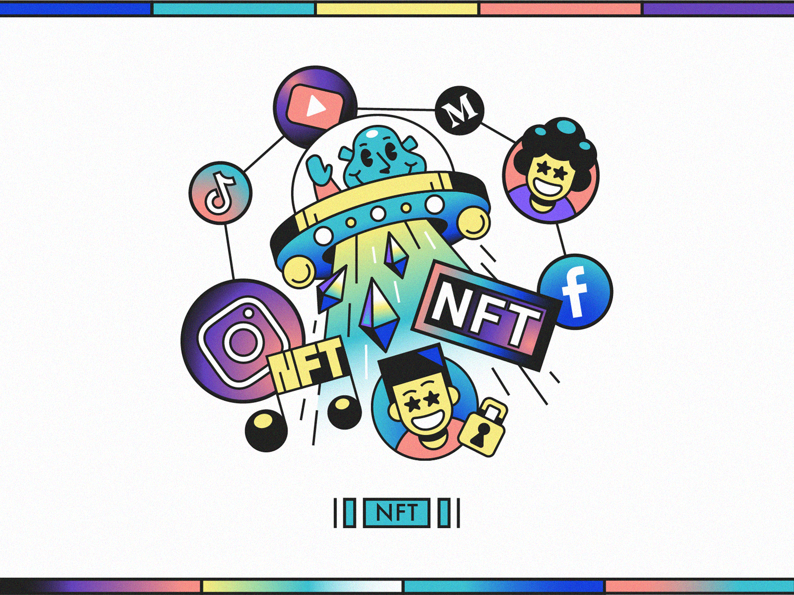 "Blockchain" themed icons blockchain characters crypto cryptocurrency ethereum gradient icon illustration nft outlined social media