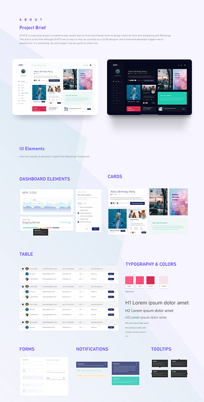 Ui kits - Project Description application branding clean dark ui dashboard design minimal ui ui kit website