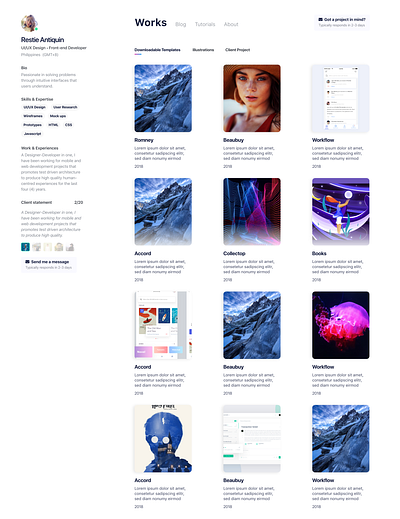 Restie Antiquin Portfolio website design app branding dashboard design illustration landing page minimal portfolio web design website
