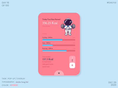 Dailyui016- POPUP/OVERLAY calories daily 100 challenge dailyui dailyui016 dailyuichallenge design dribbble exercise app overlay popup ui ux