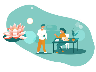 ILLUSTRATION Wellness at work coworkers illustration illustrator vector illustration wellness working workspace zen