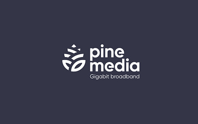 Pine Media - Identity for gigabit broadband company branding custom type design logo monoline pinecone typography vector