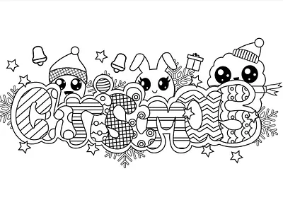Christmas Doodle christmas colorbook creative doodle illustraion kawaii lineart