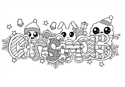 Christmas Doodle christmas colorbook creative doodle illustraion kawaii lineart