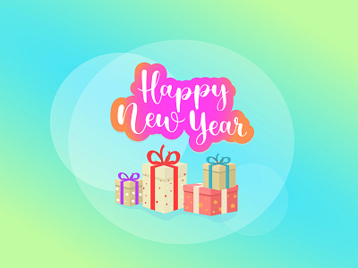 Happy New Year box cartoon design happy holidays happy new year illustration illustrator lettering new year postcard typography vector