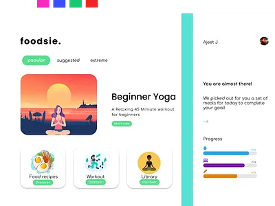 Foodsie animation app design app design design fitness app food app illustraion illustration minimal ui ux website