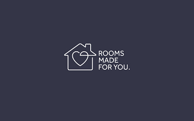 Rooms Made For You - Identity for home improvement products branding design heart home house icon illustration logo monoline typography vector