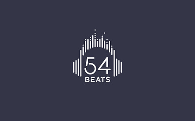 54beats - Identity for a local DJ and lightshow branding design equalizer icon illustration logo monoline stencil typography vector