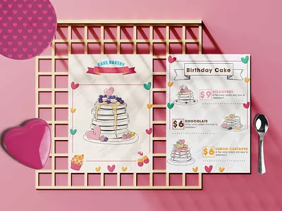 Heart Bakery Menu Design Template branding design illustration logo vector