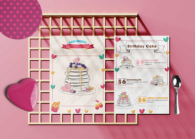 Heart Bakery Menu Design Template branding design illustration logo vector