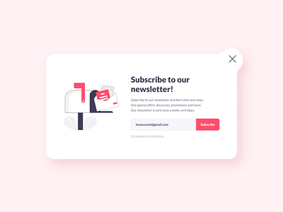 Daily UI #016 | Popup/Overlay clean ui daily ui 16 dailyui 016 dailyuichallenge mail modal modal box modal ui newsletter overlay overlays pink popup popup window subscribe