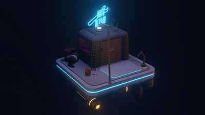 Cyberpunk garage 3d 3d artist blender blender 3d cyberpunk retro futurism