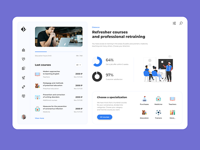 Education for professional development blue dashboad design education interface ui ux web