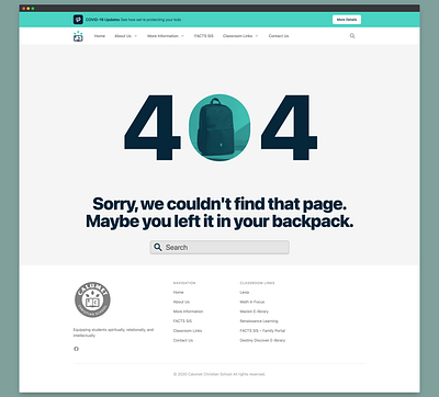 School Website 404 404 error 404 page duotone statamic tailwindcss unsplash web design