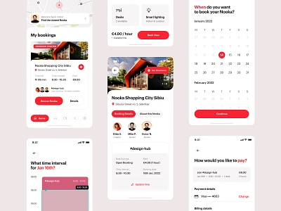 Nooka Space - The smart, affordable remote office app app design booking calendar community connect friends hybrid mobile network office payment product design proximity remote share smart timeslot ui ux