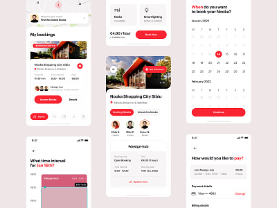 Nooka Space - The smart, affordable remote office app app design booking calendar community connect friends hybrid mobile network office payment product design proximity remote share smart timeslot ui ux