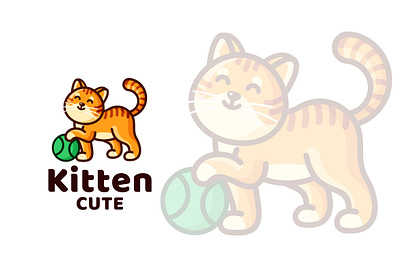 Kitten Cute Kids Logo Template paw
