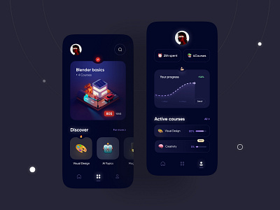 Online Course app concept course course app dark ui education elearning learning app mobile ui mobile ui design online course online learning online study school ui uiux ux