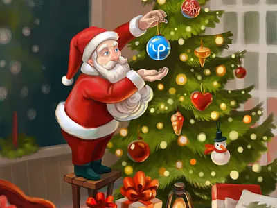 Christmas Postcard character character design characterdesign christmas christmas card christmas tree illustration merry christmas merry xmas merrychristmas postcard santa santaclaus