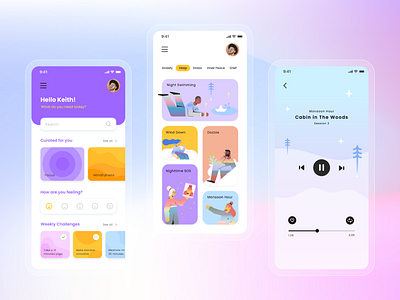 Serene - Meditation App app design flat gradient icon illustration meditation meditation app minimal ui