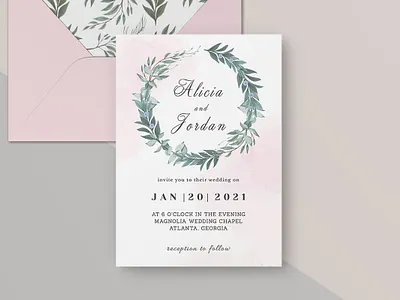 Free Greenery Wedding Invitation Template art beautiful border card classic date decoration design elegant floral frame golden graphic illustration invite luxury marriage ornament retro royal