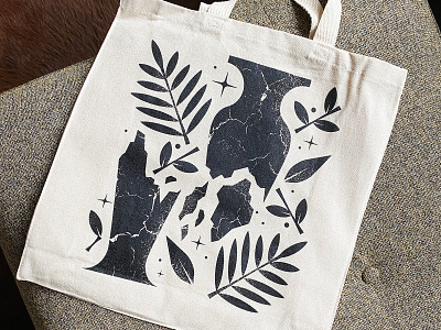 "Patience" Tote Bags bag break broken canvas flower glass illustration leaf leaves merch palm print screen tote vase