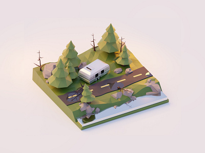 Forest Road art blender blender 3d blender3d blender3dart isometric polygon polygon runway polygons