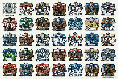 Goalie Greats Grid athlete drawing hockey illustration infographic mario nhl portrait sports zucca