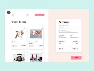 DailyUI 002 || Credit card checkout for Beauty Shop checkout checkout page dailyui dailyuichallenge debut design ui uidesign uiux web webdesign