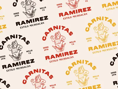 Carnitas Ramirez Logo branding carnitas cerdo design illustration logo mexico sticker tacos texas