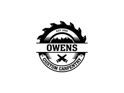 Owens Custom Carpentry brand branding carpentry custom design illustration logo owens saw saw blade shop typography vector wood woodworking