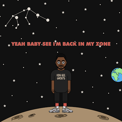Man On The Moon 3 flat graphic design graphic designer hip hop illustration kid cudi minimal music poster art rap vector