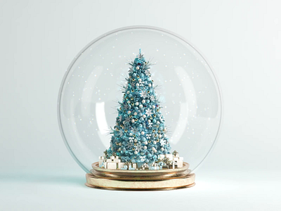 Happy new 2021 year 2021 3d animation c4d congrats glass green happy homepage illustration motion new new year presents snow snowball tree