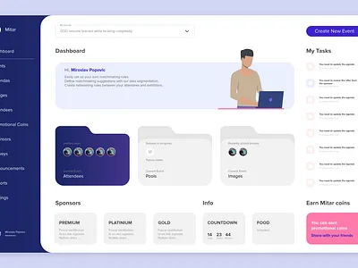 Mitar branding color design events illustration management simplicity typography