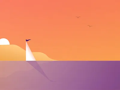Somewhere Warm 2021 🤞🏽 beach boat character design flat icon illustration landscape minimal ocean sailboat ship sunset tropical