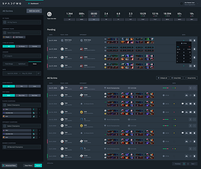 LOL: Scrim Pending dashboard esports league of legends lol shadow