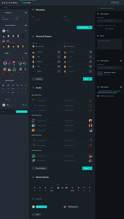 LOL: Scrim Data Insertion esports league of legends lol shadow