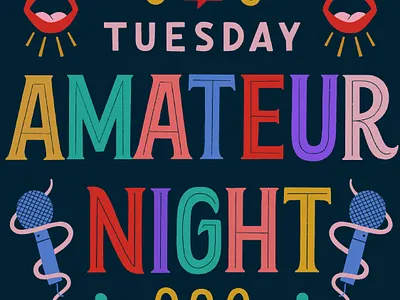 Amateur Night amateur colorful lettering comedy club comedy show hand drawn hand lettering lettering social media content
