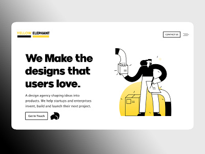 yellow elephant concept design advertising agency amptus branding design digital agency home screen strap ui ux