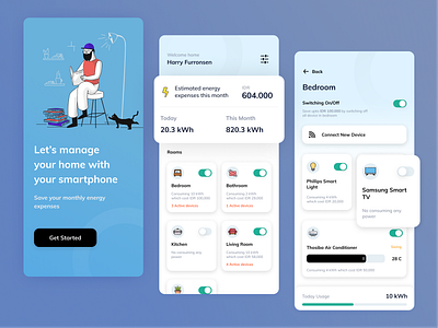 Smart Home - Manage Your Energy Expanses app dashboard illustration mobile smarthome uiux