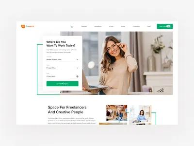 Find Co-working space app branding design find co working space find co working space illustration landing typography ui vector web website