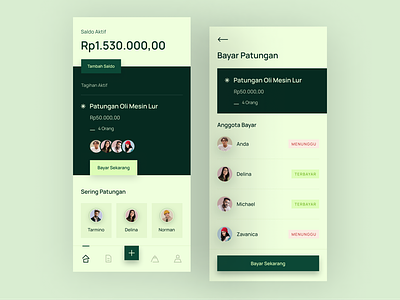 Split Bill App bill billing clean design finance fintech green icon interface minimal mobile modern online pay payment simple split ui user wallet