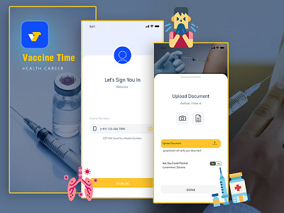 Vaccine Time app medical mobile screen ui vaccine